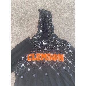Nike Dri Fit Clemson Pullover Hoodie Big Swoosh Unique Pattern Men's Large NCAA